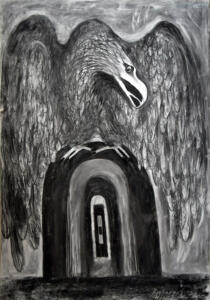 "Skrzydła II" - rysunek, 70x100 cm - ołówek